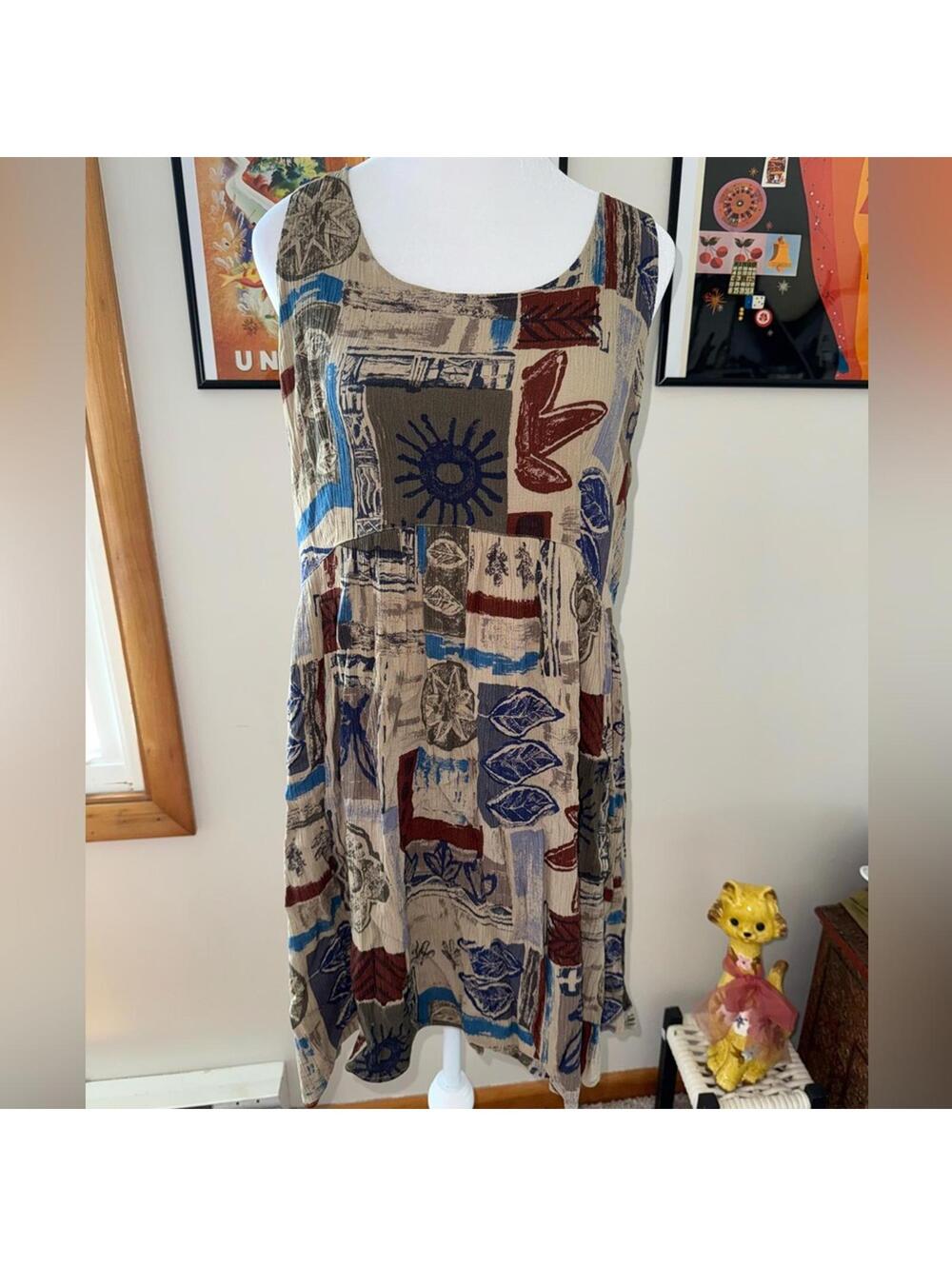 Vtg 90’s Bohemian Patchwork Sleeveless Dress